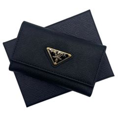 極美品 PRADA プラダ 6連キーケース サフィアーノ トライアングルロゴ