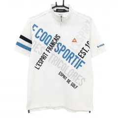 ルコックゴルフ 半袖ハイネックシャツ 白×ネイビー×ライトブルー系 ハーフジップ 　 メンズ M ゴルフウェア le coq sportifのサムネイル