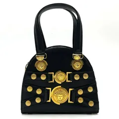 美品● ヴェルサーチ ハンドバッグ ミニハンドバッグ メデューサ メダル ロゴ金具 ブラック レザーのサムネイル
