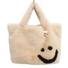 smiley × cooco クーコ スマイリーチャーム付き エコファー フェイス トートバッグ オフホワイトのサムネイル