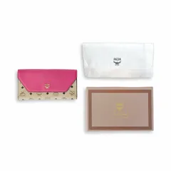 MCM エムシーエム  MCMロゴ ヴィセトス柄 レザー 長財布 札入れ ロングウォレット ピンク ベージュのサムネイル