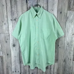 OLD UNIQLO 90s 紺タグ ユニクロ ライトグリーン 半袖 BD ボタンダウン オックスフォード コットン シャツ メンズ L サイズ