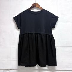 パトゥ PATOU 半袖 チュニック カットソー ミニドレス ブラック S