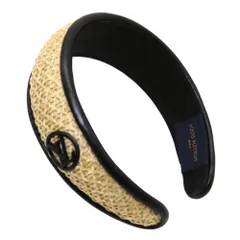 【中古】LOUIS VUITTON ルイヴィトン M77534 モノグラム ラフィア ヘットバンド・ラフィア LVロゴ カチューシャ ヘアアクセサリー リゾート シルクライニング シルク 黒 ブラック ベージュ A2602411【無料ギフトラッピング承ります】のサムネイル