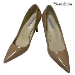 【新品未使用】Yuanzhilin ポインテッドトゥ エナメルパンプス ベージュ 22.5cm