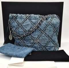 激レア☆CHANEL 22 スモール デニム ショルダーバッグ スタッズ - メルカリ