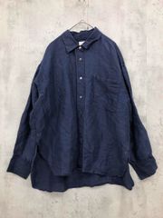 L980】 NATURAL LAUNDRY ノーカラーダンガリーシャツ L 青 - メルカリ