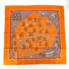 極希少】HERMES エルメス カレ90 ドーヴィル競馬の100年 オレンジ