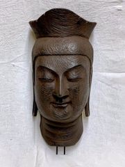木彫り 仏頭 観音菩薩像 オブジェ - メルカリ