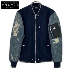 DIESEL　ディーゼル　MA-1 ダメージ加工 デニム切り替えジャケット　S