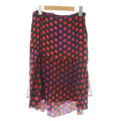 ダイアンフォンファステンバーグ DIANE von FURSTENBERG スカート ひざ丈 絹 シルク 0 黒 ブラック 赤 レッド ドット柄 /APのサムネイル
