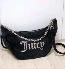 Juicy Couture ベロア ショルダーバッグ ブラック - メルカリ