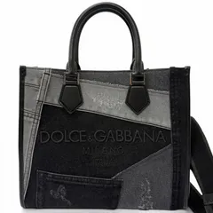 未使用品□DOLCE&GABBANA ドルチェ＆ガッバーナ BM2272 エッジ ショッピングバッグ レザー デニム パッチワーク 2WAY ショルダーバッグ ブラック イタリア製 メンズ 保存袋付き  定価321,200円のサムネイル