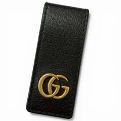 美品□GUCCI グッチ 522885 レザー GGマーモント ロゴゴールド金具 札ばさみ マネークリップ 財布 ブラック イタリア製 メンズオススメ◎のサムネイル