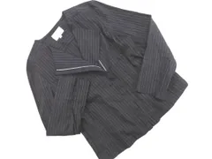 ALPHACUBIC アルファキュービック リネン混 ストライプ ノーカラー ライダース ジャケット size11AR/チャコール ■◇ レディースのサムネイル
