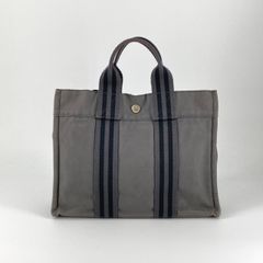 HERMES エルメス フールトゥMMグレー×ブラック ハンドバッグ ＃972 