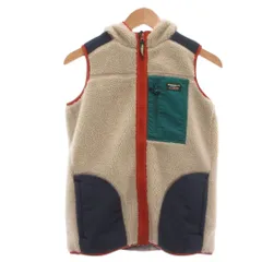 エルエルビーン L.L.BEAN ボアベスト 白 ホワイト フード付き ジップアップ パッチワーク /IB ■ECG005のサムネイル