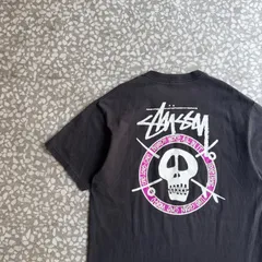 STUSSY / 00’s skull print T-shirt size L オールドステューシー　ビッグスカル　バックプリントTシャツ　ストリート　 黒 　半袖Tシャツ　sk8 横ノリ　FJ