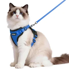 新品 Rabbitgoo 猫用 ハーネス リードセット 犬猫兼用 超小型犬 小型犬 抜けない ソフト胸あて 軽量 足を上げず装着完成 サイズ調節可 夜反射 通気メッシュ 咳込み防止 散歩 犬用ハーネス 猫の胴輪 くびわ ベスト パグ ネコねこ子猫 散歩ひも 猫
