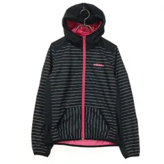 美品 adidas NEO アディダスネオ ボーダー柄 ワンポイントロゴ 長袖 ジップジャケット S ブラック フーディー レディース 古着のサムネイル