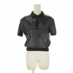 ヴァレンティノ ヴァレンチノ  VALENTINO BOUTIQUE ニット セーター 黒 ブラック ウロコ柄 ポロ襟 半袖 90209 /CK13 ■GY50のサムネイル