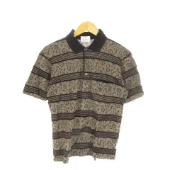 ジバンシィ GIVENCHY GENTLEMAN ポロシャツ S 茶 ブラウン 黒 ブラック 半袖 花柄 ライン 総柄 /MN6 ■GY50のサムネイル