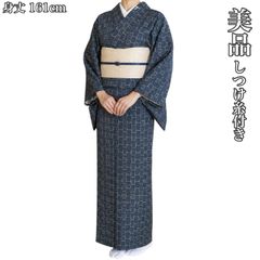 売切値下げ】☆605mtf25☆夏物 紗紬 透け感あり○ 正絹 紺色☆美品 