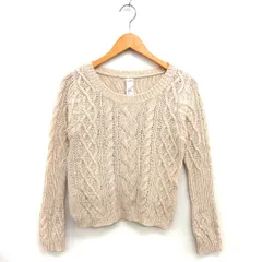ムルーア MURUA ニット セーター ウール混 リブ ケーブル編み クロップド 長袖 F ベージュ /NT19