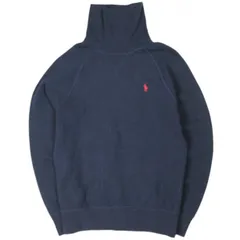 POLO RALPH LAUREN ポロ・ラルフローレン RL フリース タートルネック スウェットシャツ XS NAVY トレーナー ポニー刺繍 両Vガゼット 定価25,300円 トップス g26727