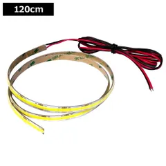 LEDテープライト 12V 120cm COB 白色 ドットレス 片端子 白ベース ケーブル1.5m