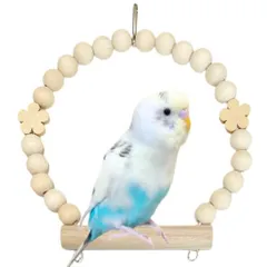 日本製小鳥ブランコセキセイインコ文鳥スイング天然木おもちゃアスレチックステンレスケージ用フラワービーズ鳥用バードトイシン