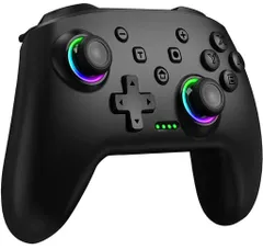 Switchコントローラー9色RGBライト光るスイッチコントローラープロコンマクロ機能背面ボタン付き無線スリープ解除TURBO連射1000mのサムネイル