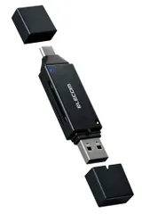 エレコムメモリカードリーダーUSBType-C&USB-A両対応直挿しタイプSDHCSD+microSDUSB5GbpsブラックMR3C-D207BK/ECのサムネイル