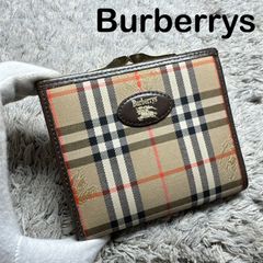 美品】 BURBERRY 三つ折り財布 ノバチェック キャンバス ブラウン