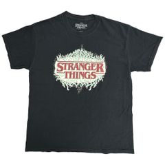STRANGER THINGS 스트레인저·싱스 로고 T셔츠 드라마 블랙(맨즈 L) 중고 헌 옷 Y2252