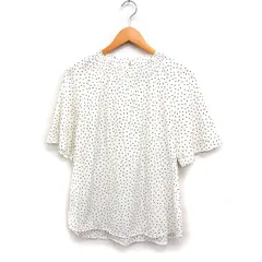 ロペピクニック ROPE Picnic ドット ブラウス 半袖 シャーリングネック シフォン 38 アイボリー 白 /FT26