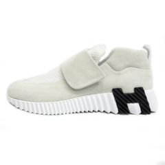 [Meito] Hermes Bouncing Velcro Sneakers, Size 38, White/Beige, Women's Apparel, Shoes