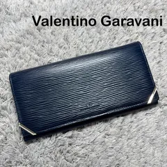【美品】Valentino Garavani ヴァレンティノガラヴァーニ 長財布 レザー ネイビー ゴールド金具のサムネイル