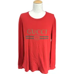 グッチ GUCCI ロゴプリント長袖Tシャツ 476330 レッド コットン メンズ 長袖Ｔシャツのサムネイル