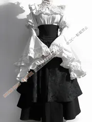 【送料無料】 ゴシック風ロリータ コスプレ衣装 ゴスロリ ドレスセット  長袖ブラウス+ロングスカート クラシカルデザイン 可愛い 高級感 文化祭 舞台衣装 イベント向け CJF61P209