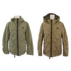 バーバリーブラックレーベル BURBERRY BLACK LABEL リバーシブル ダウンジャケット ジップアップ フード チェック柄 ナイロン S グレー ベージュ D1F01-700-44 /BMのサムネイル