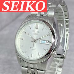 稼働美品 セイコー5 裏スケ 自動巻き メンズ腕時計7S26-03V0 シルバー