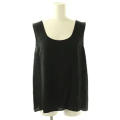 フォクシー ブティック FOXEY BOUTIQUE カットソー 絹 シルク L 黒 ブラック 無地 ラウンドネック ノースリーブ /KGのサムネイル