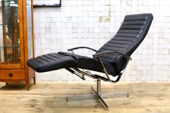 オットマン付【大塚家具】バルセロナチェア 本革 クロームフレーム