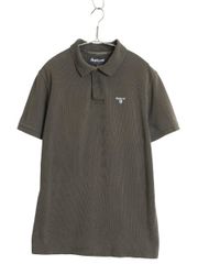バブアー Barbour 半袖 ポロシャツ 鹿の子 古着 L ボルドー えんじ色 