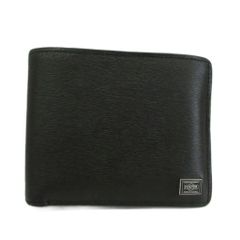 Porter (PORTER) Yoshida & Co. Bi-fold Leather Wallet with Logo, Black /XZ ■GY18