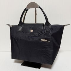 新品 ロンシャン ル プリアージュ トート Sブラック × ホワイト 馬刺繍