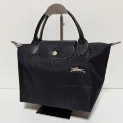 LONGCHAMP ロンシャン ル プリアージュ S トートバッグ ブラック ナイロン レザー 刺繍ロゴ 軽量 フランス製 MADE IN FRANCE B631