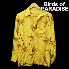 80's~90's JUN MEN バードオブパラダイス 長袖アロハシャツ Mサイズ 極楽鳥花 風鳥 ジュンメン 90年代 80年代 ビンテージ オールド レトロ オープンカラーシャツのサムネイル