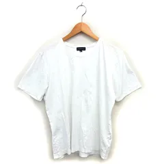 バーニーズニューヨーク BARNEYS NEW YORK Vネック カットソー Tシャツ コットン 綿 透け感 無地 半袖 XL 白 ホワイト /NT11のサムネイル